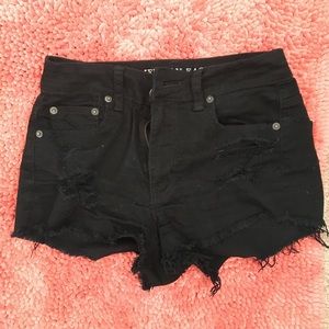 Size 2 black American eagle distressed shorts